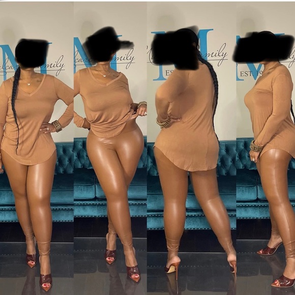 Other - Fall Faux Leather 2 pc Luxe Set - Cognac